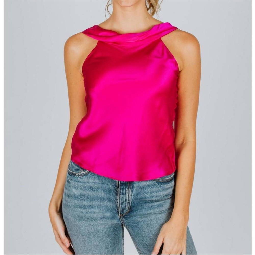 AMANDA UPRICHARD angelonia silk top in dark hot pink
